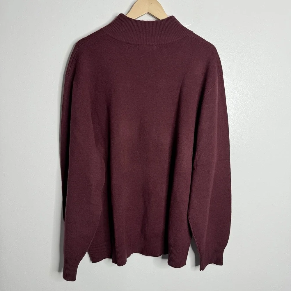 NWOT Lands End Men 1/4 Zip Pullover 2XL Burgundy‎ Preppy Minimalist Work Classic